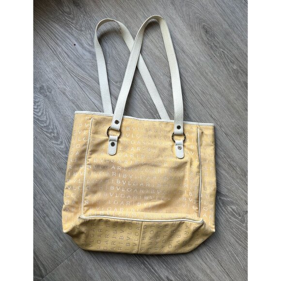 Bvlgari Logo Mania Pale Yellow Shoulder Bag / Tote - Picture 2 of 16